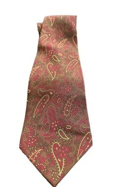 Vintage Polo Ralph Lauren Silk Tie Paisley Brown Burgundy Handmade USA